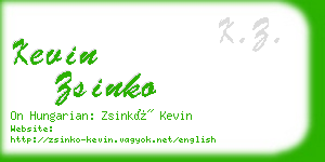 kevin zsinko business card